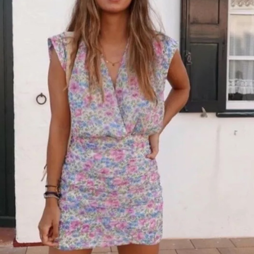 Zara Printed Ruching Dress - Picture 2 of 5